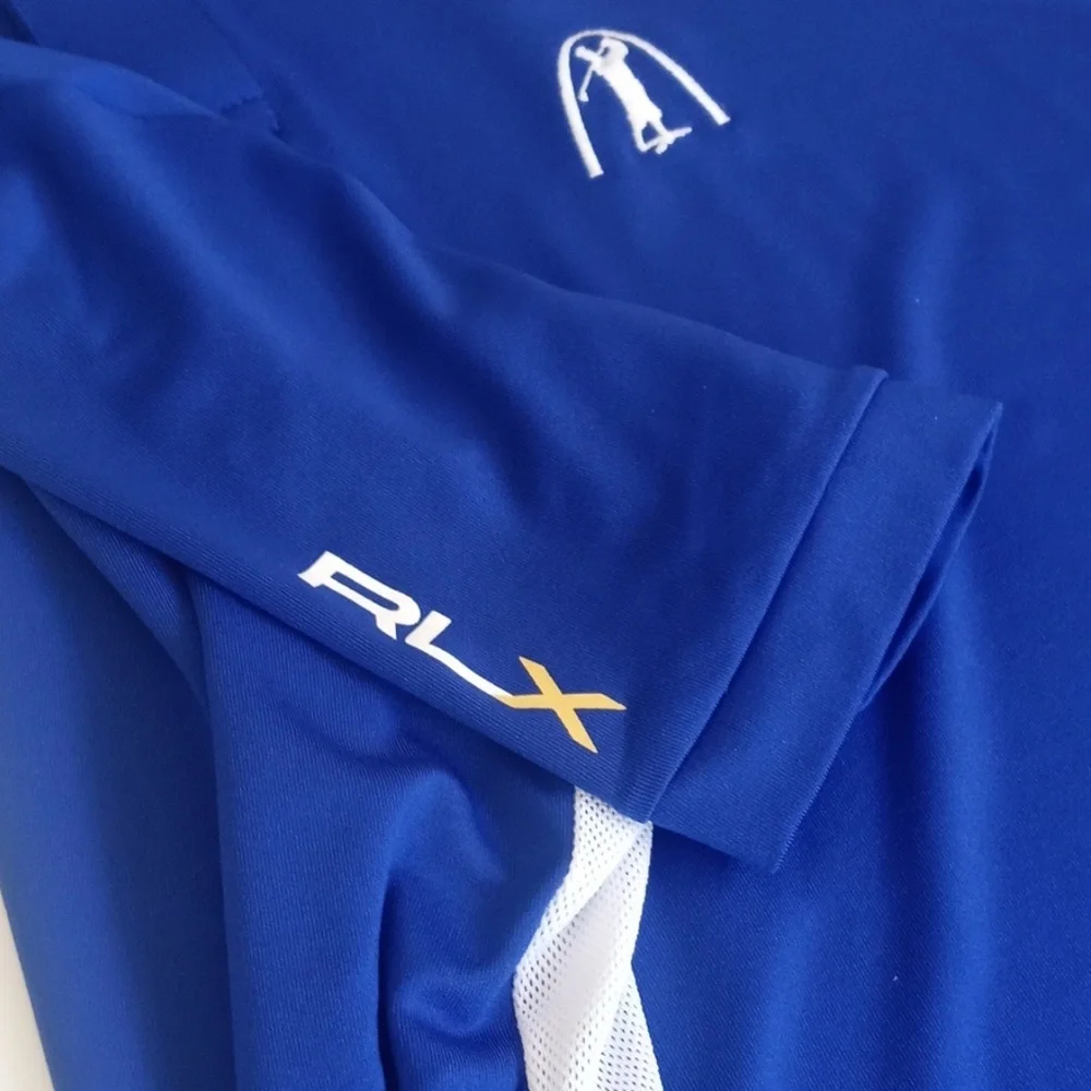 Men's RLX Ralph Lauren Royal Blue & White Short Sleeve Casual Golf Shirt XL